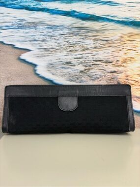 ✨ Vintage GUCCI PARFUMS Black Micro GG Canvas Clutch Bag Pouch ✨